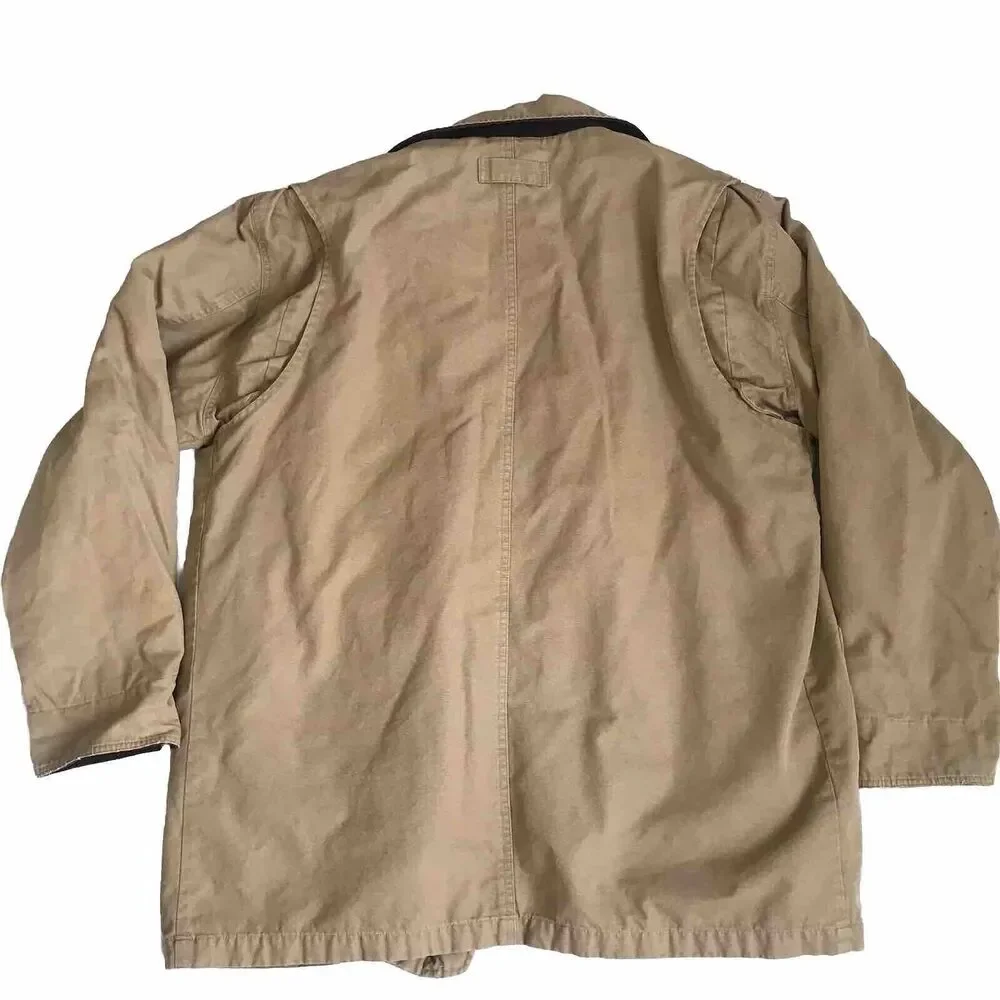Eddie Bauer Jacket Mens L Chore Barn Field Coat Plaid Lined Corduroy Collar Cuff